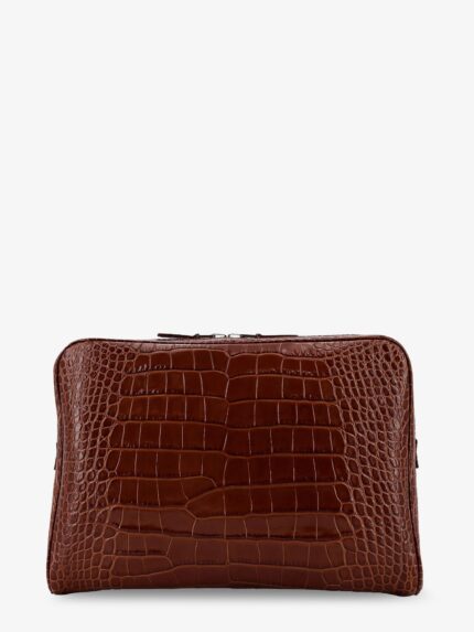 TOM FORD Croco Print Leather Laptop Pouch