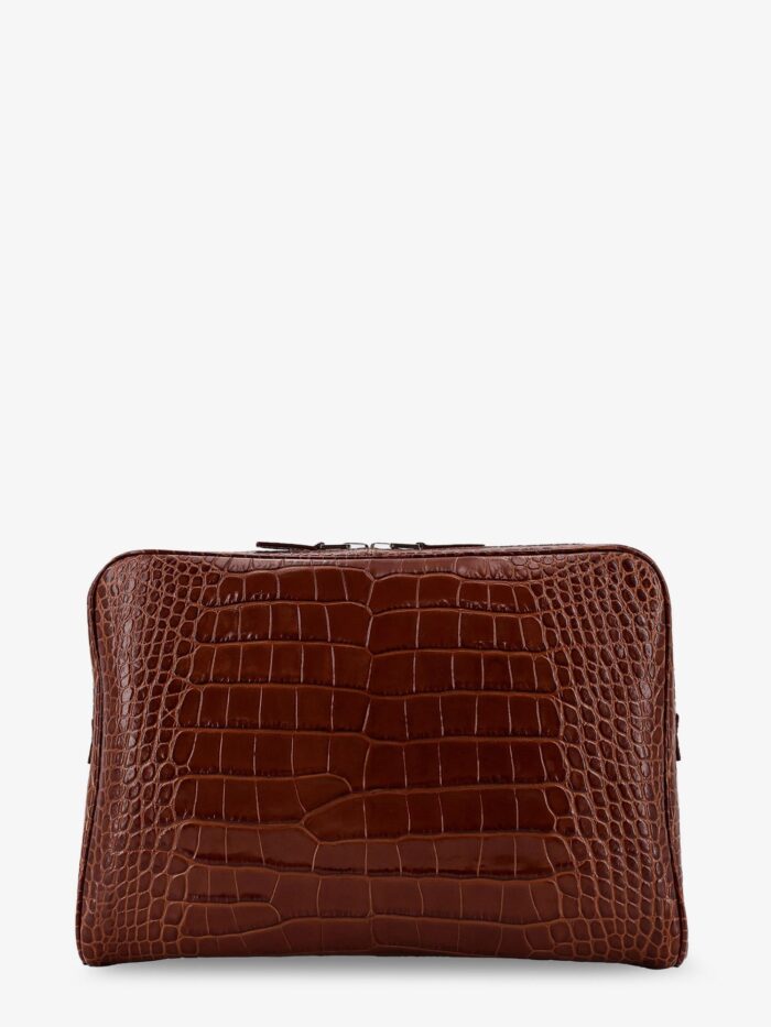 TOM FORD Croco Print Leather Laptop Pouch
