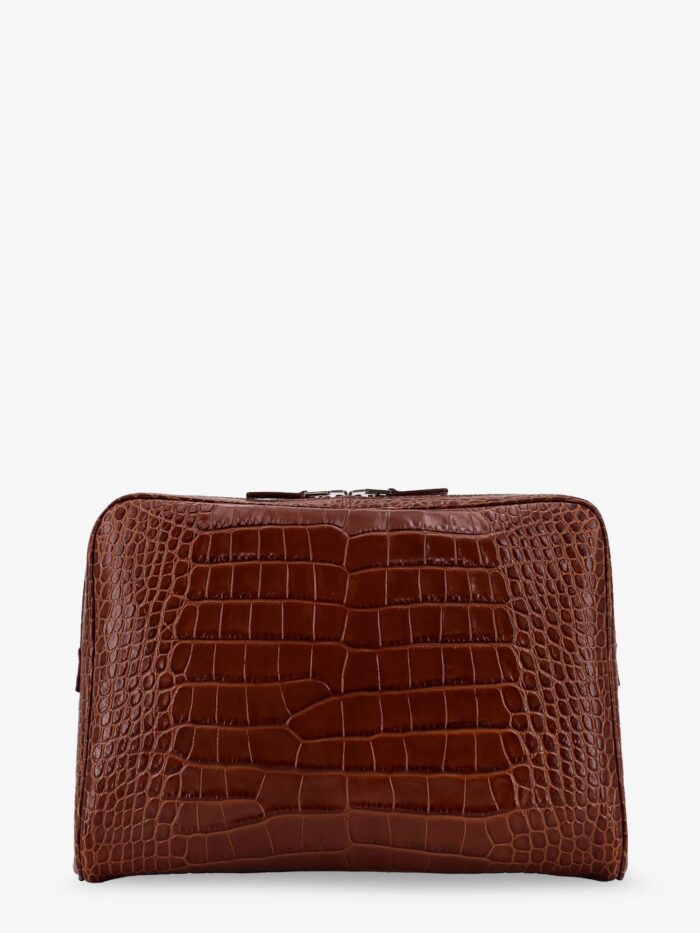 TOM FORD Croco Print Leather Laptop Pouch