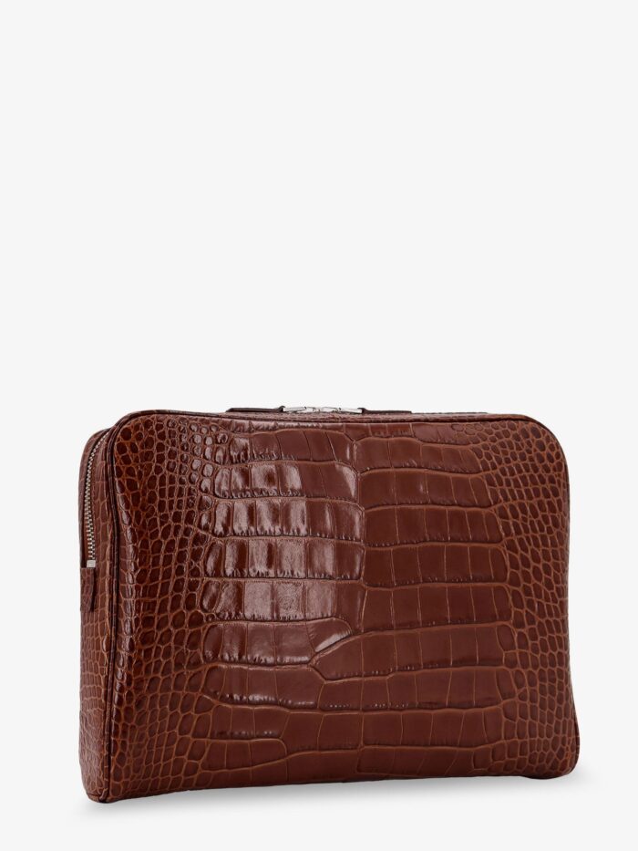 TOM FORD Croco Print Leather Laptop Pouch