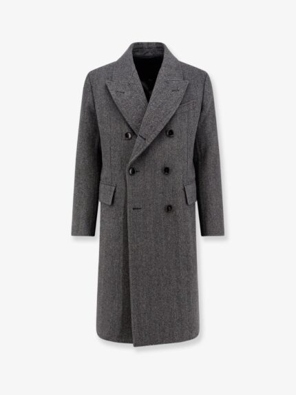 TOM FORD Double-breasted Wool Coat With Herringbone Motif