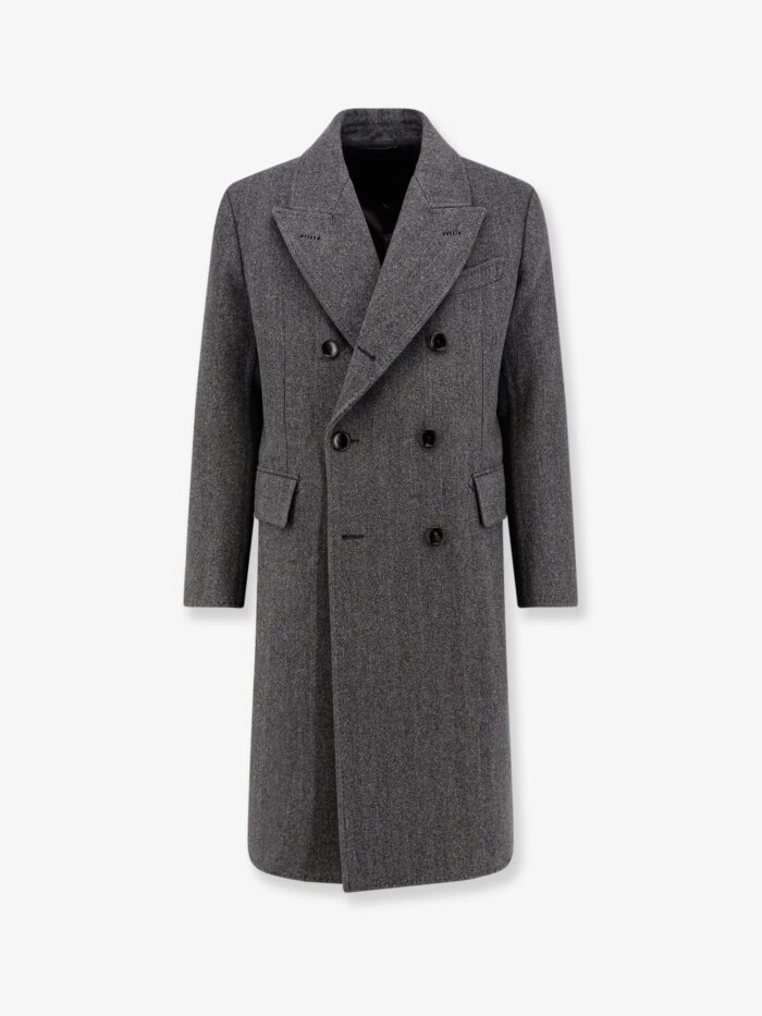 TOM FORD Double-breasted Wool Coat With Herringbone Motif