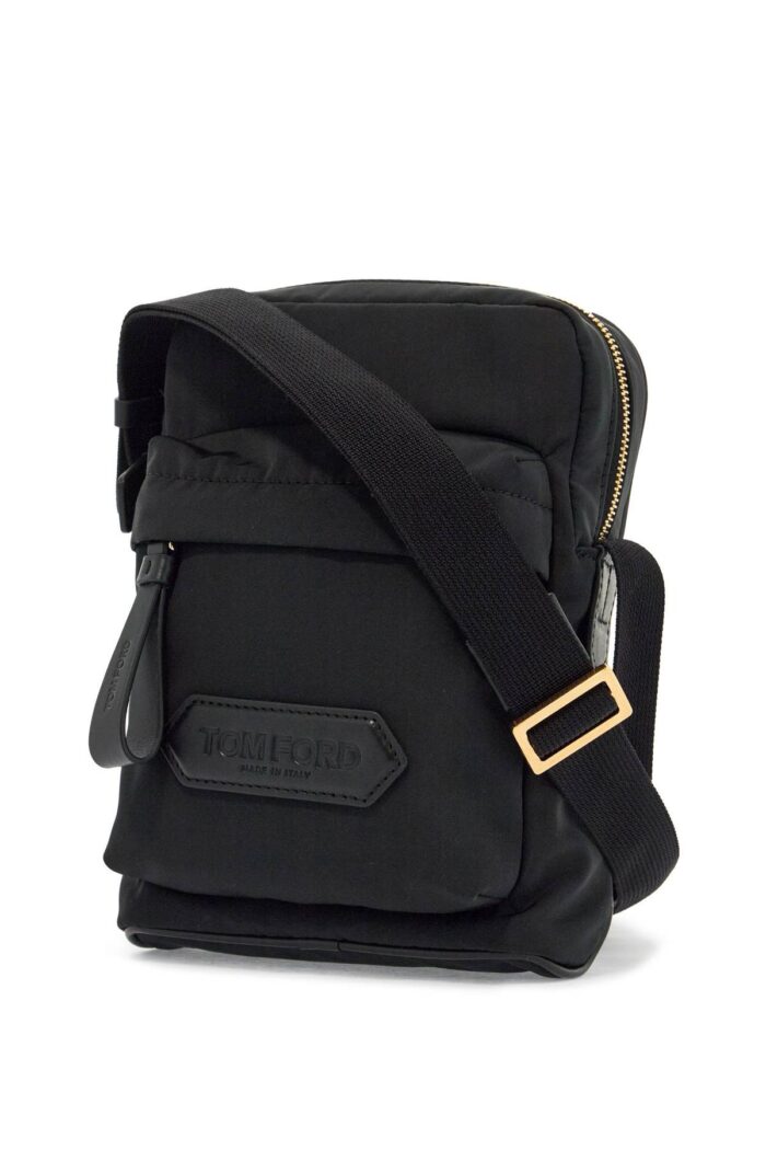 tom ford elegant black leather and polyester messenger bag with adjustable shoulder strap TOM FORD Elegant Black Leather And Polyester Messenger Bag With Adjustable Shoulder Strap