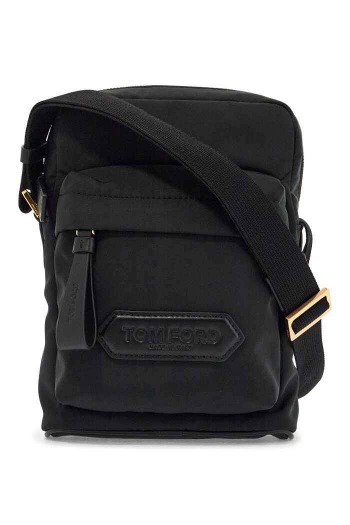 tom ford elegant black leather and polyester messenger bag with adjustable shoulder strap TOM FORD Elegant Black Leather And Polyester Messenger Bag With Adjustable Shoulder Strap