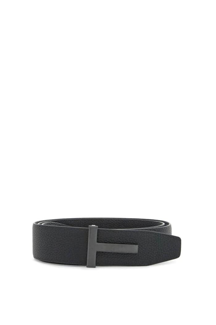 TOM FORD Elegant Brown And Black Calfskin Belt Made In Italy