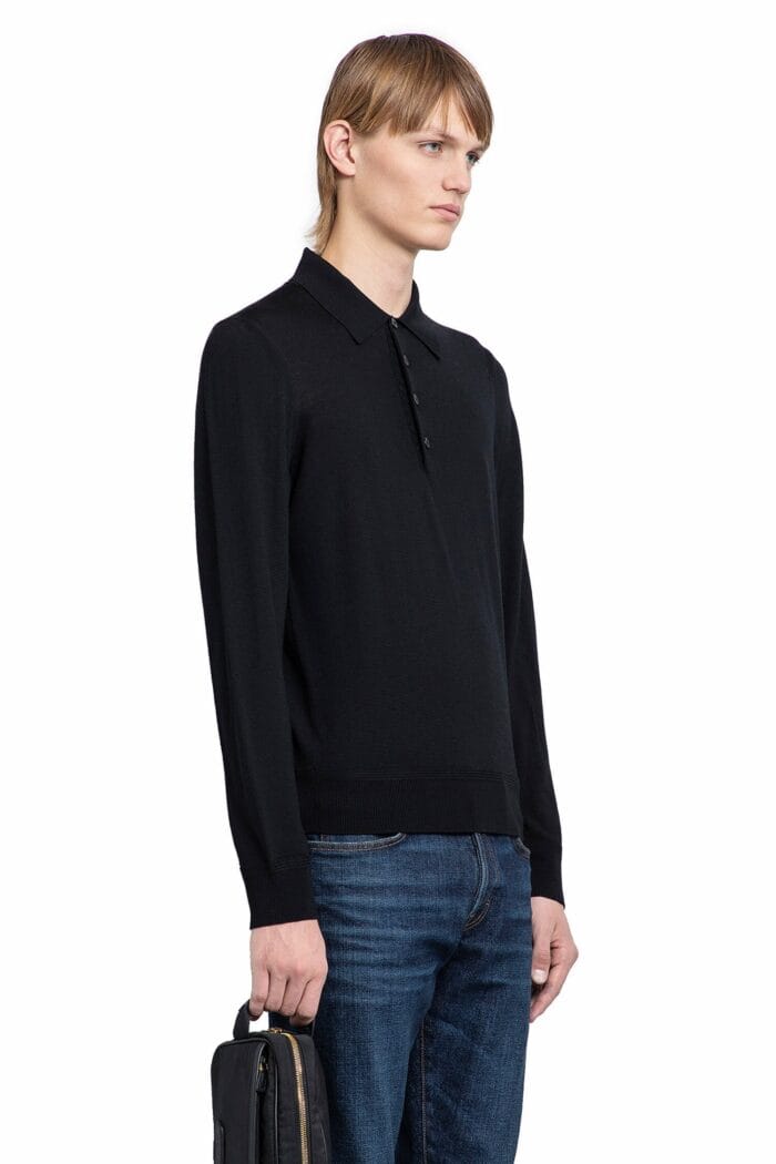 TOM FORD Fine Gauge Merino Long Sleeve Knit Polo