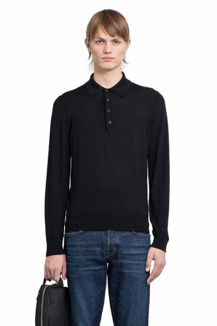 TOM FORD Fine Gauge Merino Long Sleeve Knit Polo