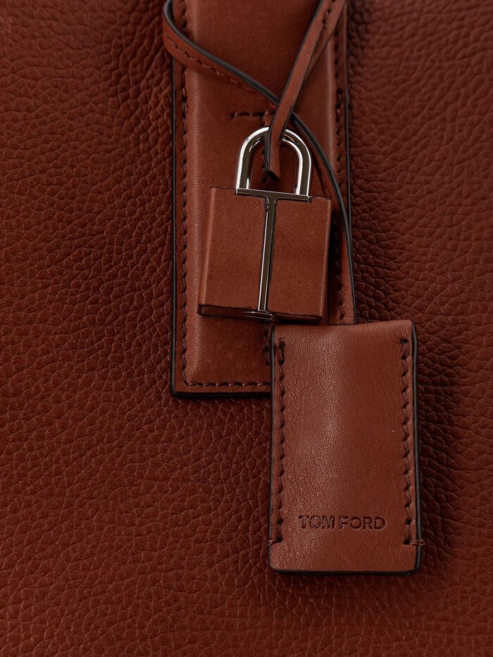 TOM FORD Hammered Leather Handbag With Engraved Logo On The Front