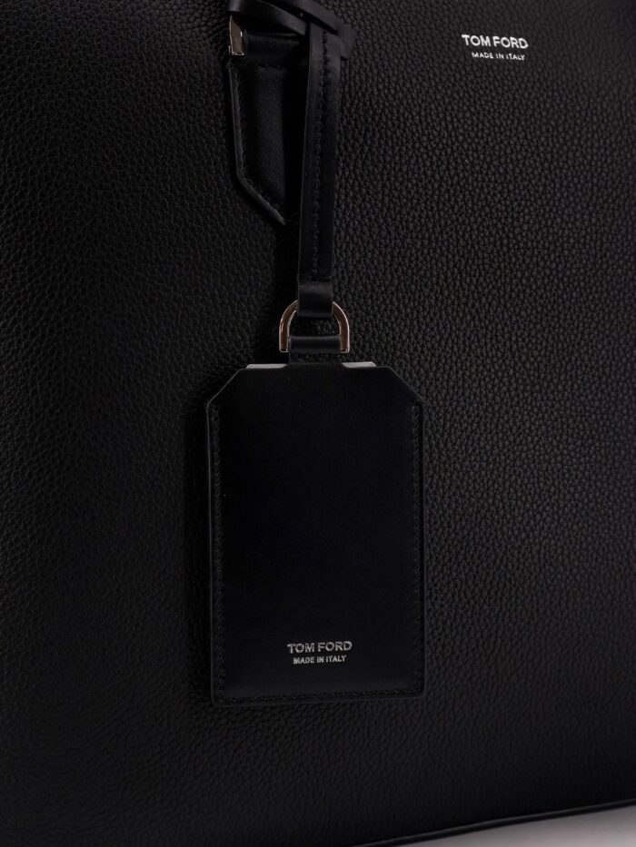 TOM FORD Hammered Leather Working Bag With Logo On The Front