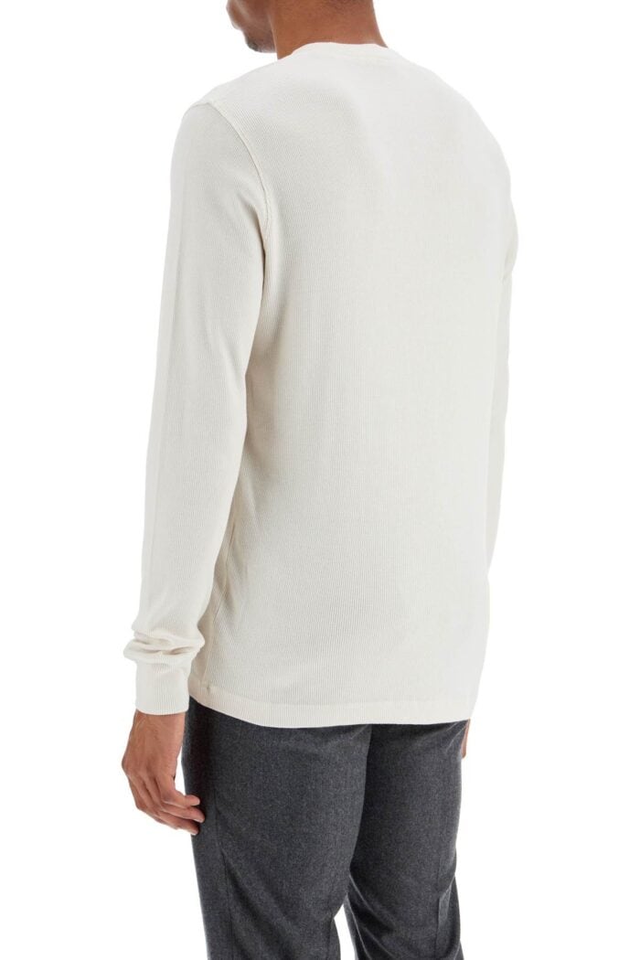 TOM FORD Henley T-shirt Ivory In Cotton And Microfiber Ribbed