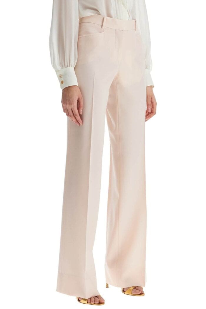 TOM FORD High Waist Wide Leg Pants In Virgin Wool Light Blush