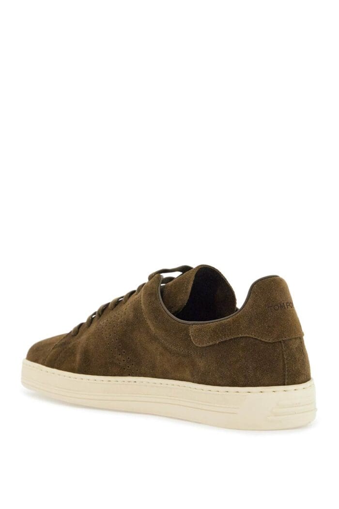 TOM FORD Khaki Suede Low Top Sneakers With Rubber Sole