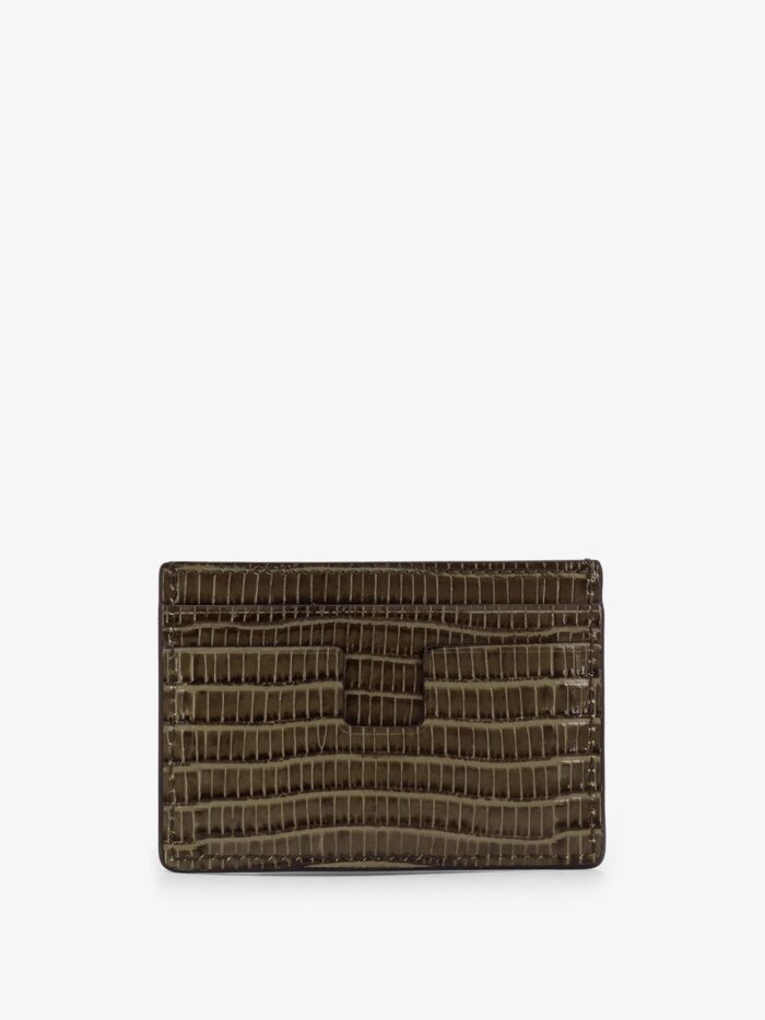 TOM FORD Leather Cardholder With Croco Effect