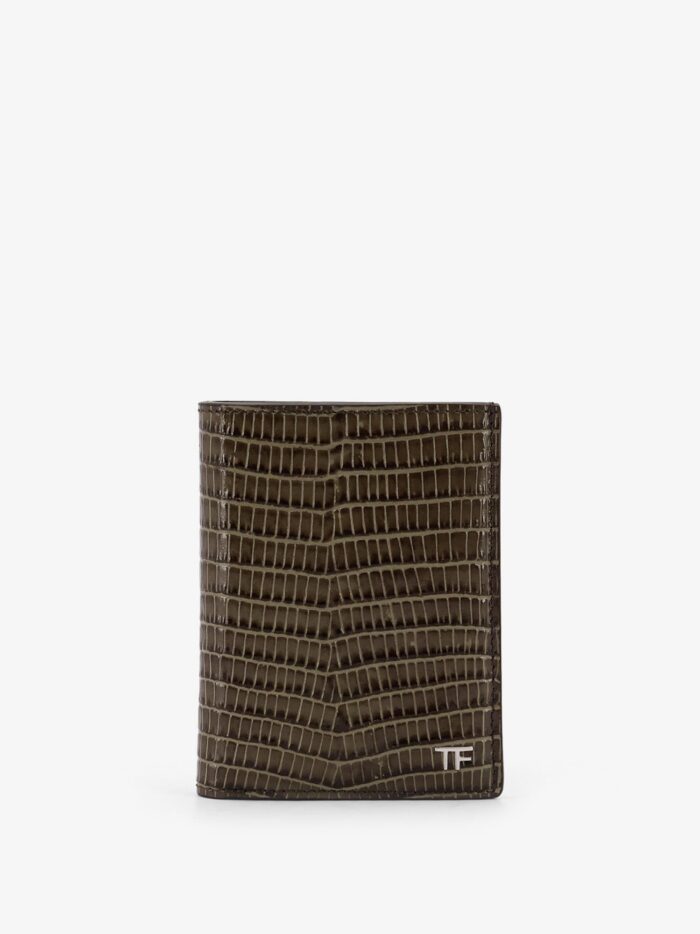 TOM FORD Leather Cardholder With Croco Effect