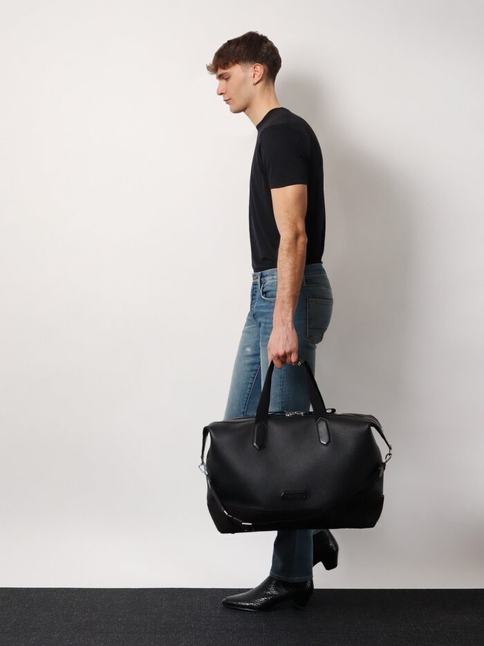 TOM FORD Leather Duffle Bag With Suede Inserts And Logo Patch