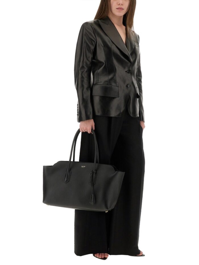 TOM FORD LEATHER JACKET WITH SPEAR LAPELS
