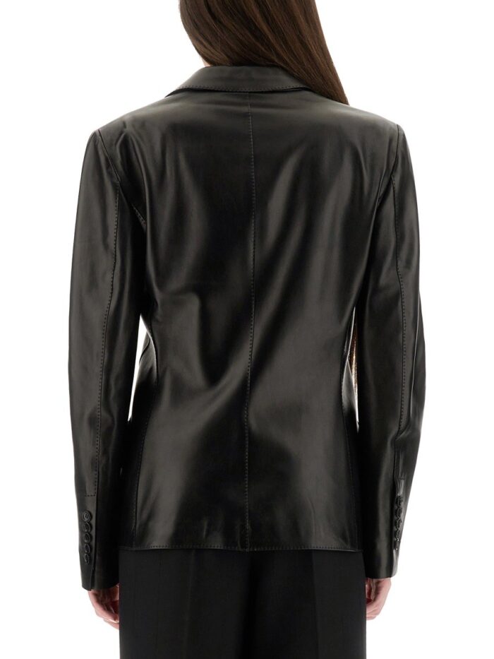 TOM FORD LEATHER JACKET WITH SPEAR LAPELS