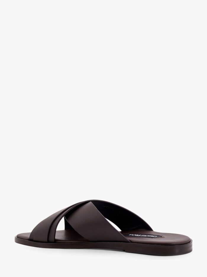 TOM FORD Leather Sandals With Perforated Logo Detail