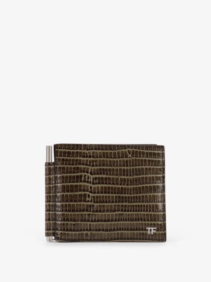TOM FORD Leather Wallet With Croco Effect