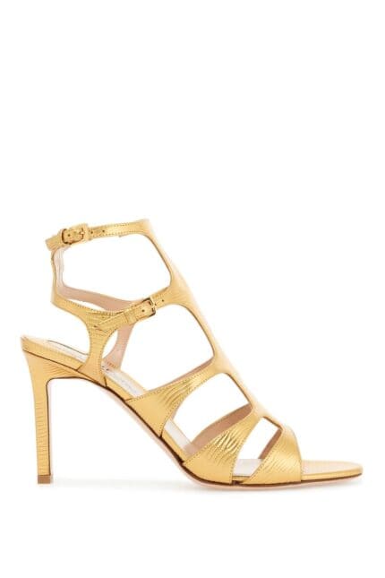 TOM FORD Light Bronze Leather Sandals With Adjustable Straps And Medium Heel