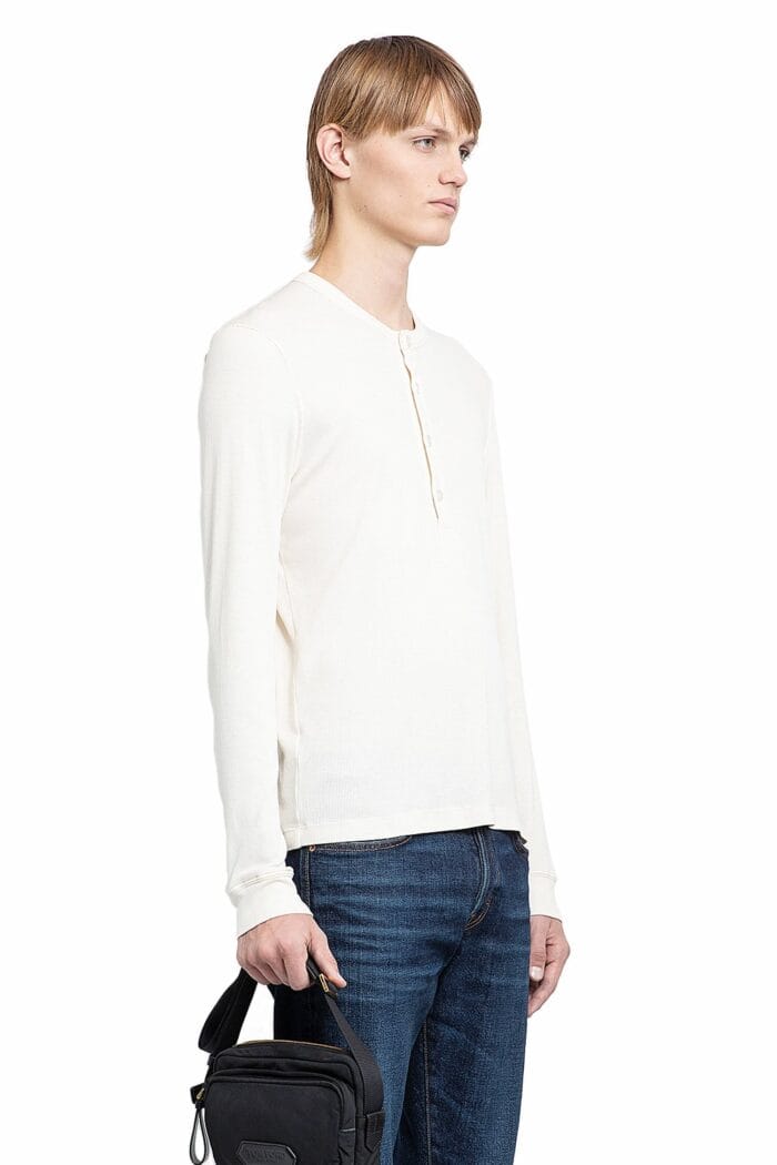 TOM FORD Lyocell Cotton Rib Long Sleeve Henley T-shirt