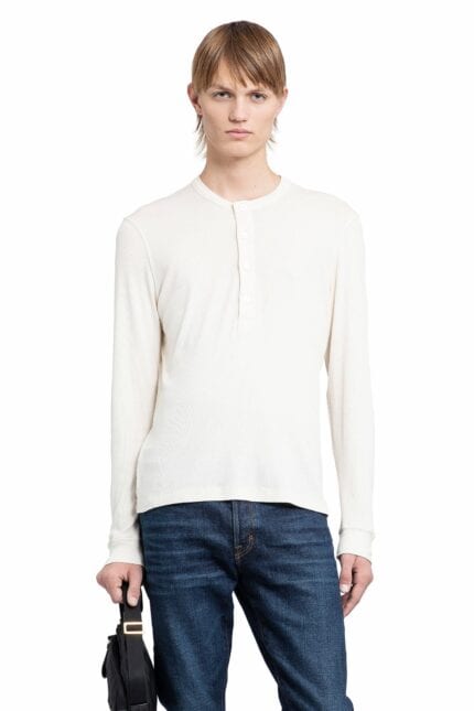 TOM FORD Lyocell Cotton Rib Long Sleeve Henley T-shirt