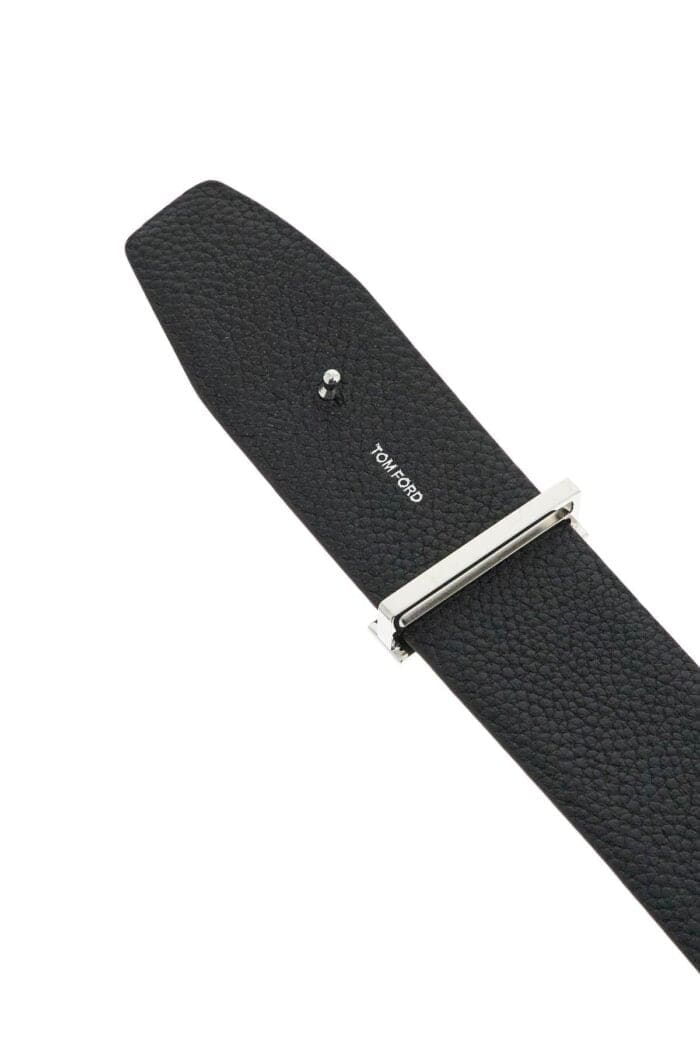 TOM FORD Men's Black Calfskin Belt With Metal Buckle