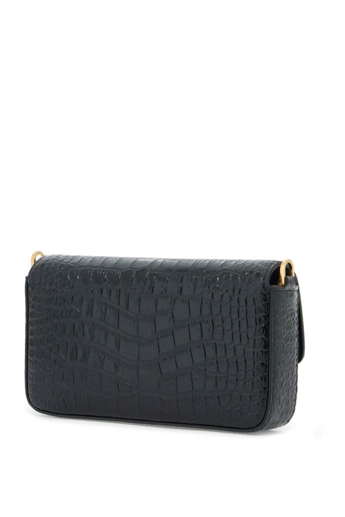 TOM FORD Mini Wallis Crocodile Print Leather Bag.