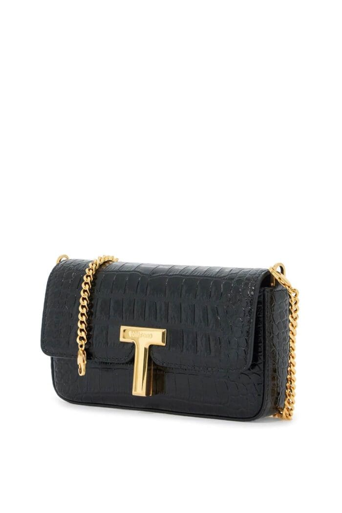 TOM FORD Mini Wallis Crocodile Print Leather Bag.