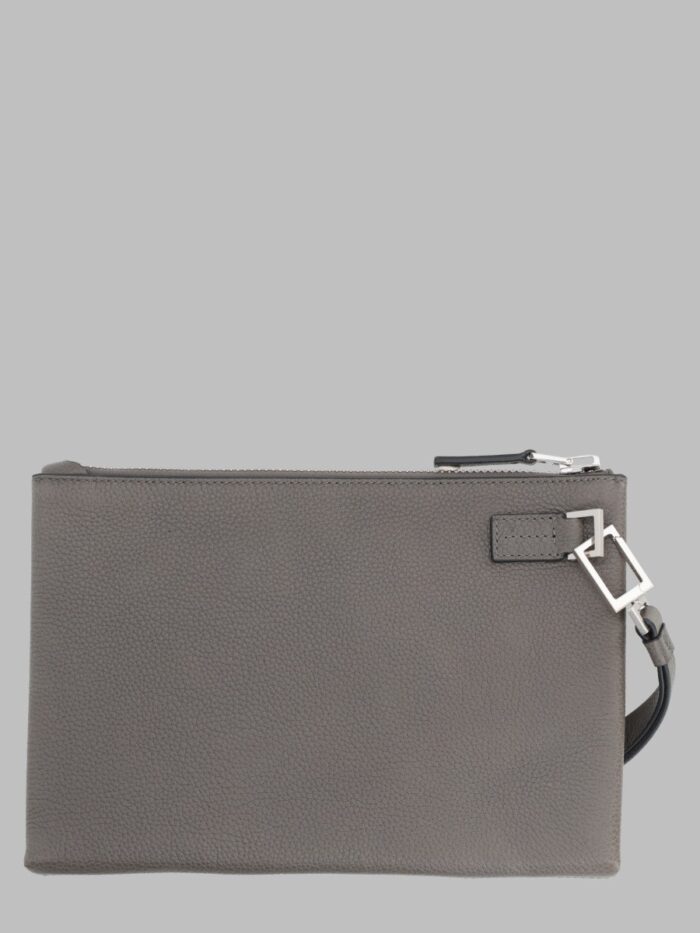 TOM FORD POUCHETTE MINIMAL SOTTILE IN PELLE FIORE CON CINTURINO DA POLSO
