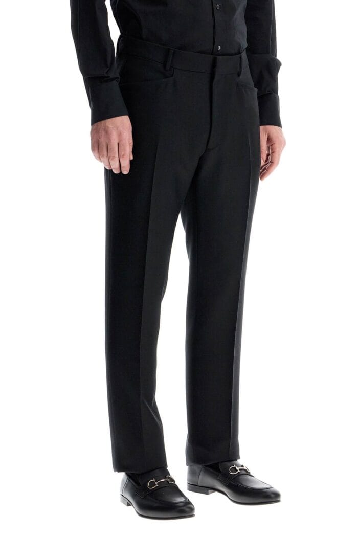 TOM FORD Regular Fit Black Wool And Silk Trousers