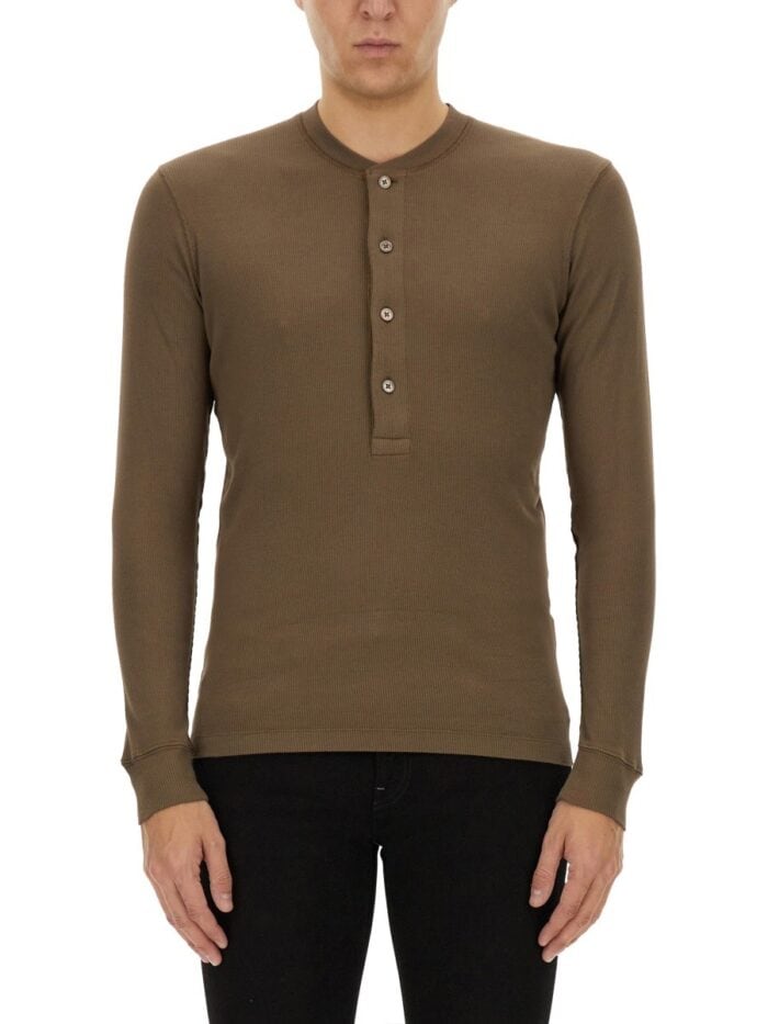 TOM FORD RIBBED "HENLEY" T-SHIRT