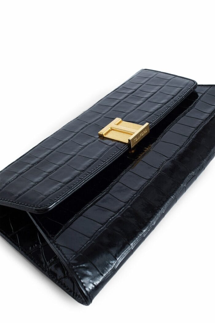 TOM FORD Shiny Stamped Crocodile Clutch