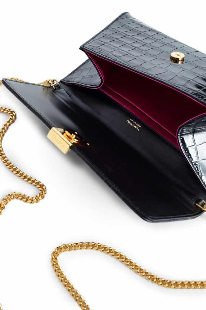 TOM FORD Shiny Stamped Crocodile Clutch