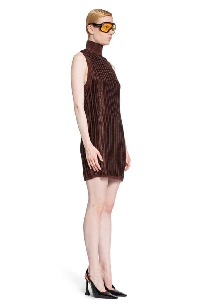 TOM FORD Slinky Viscose And Wool Metal Rib Mini Dress