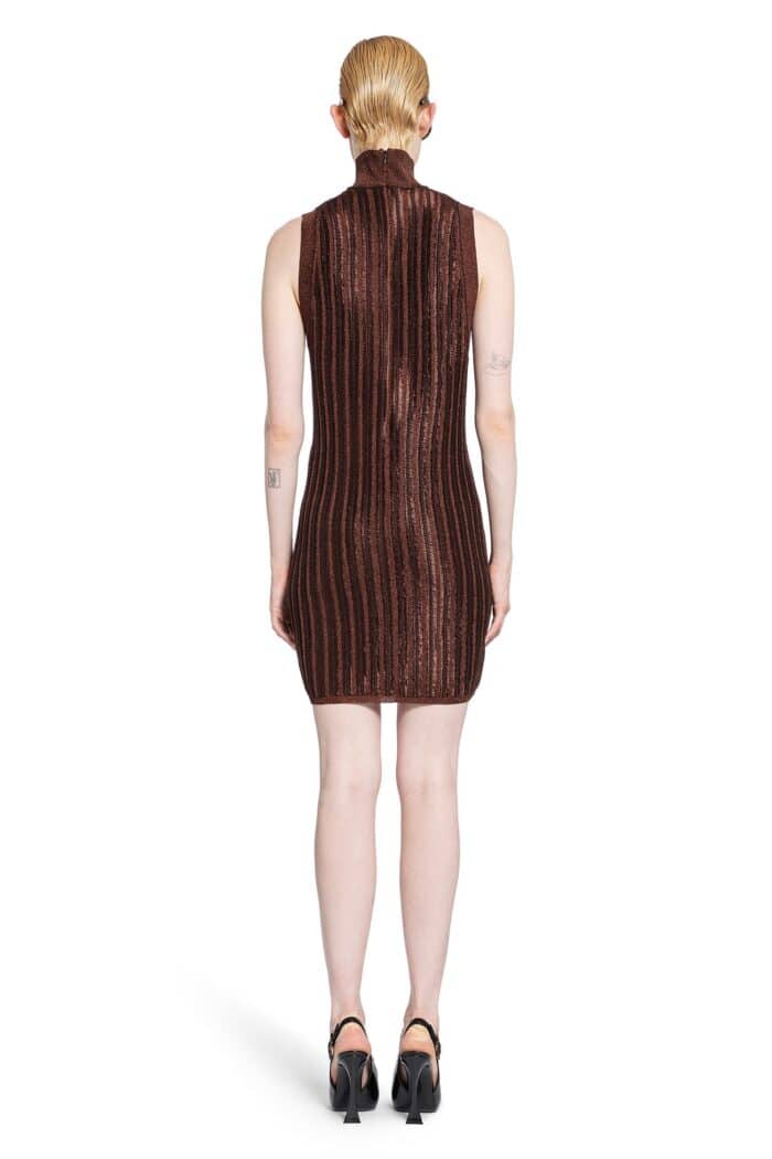 TOM FORD Slinky Viscose And Wool Metal Rib Mini Dress