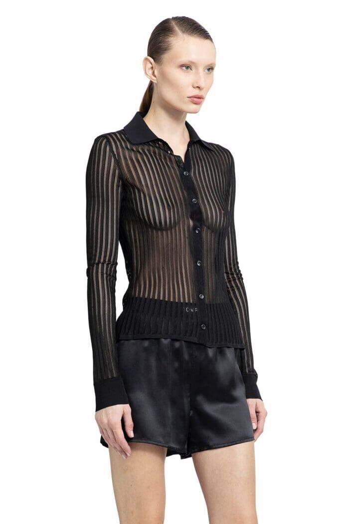 TOM FORD Slinky Viscose Perforated Ribbed Shirt