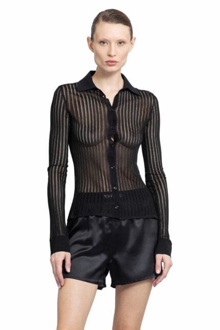 TOM FORD Slinky Viscose Perforated Ribbed Shirt