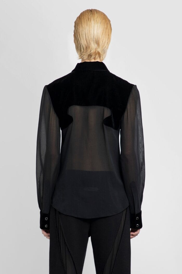 TOM FORD Stretch Georgette Shirt With Velvet Inserts