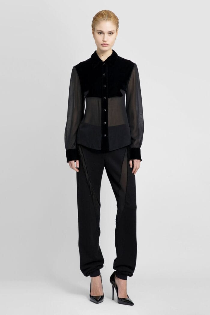 TOM FORD Stretch Georgette Shirt With Velvet Inserts