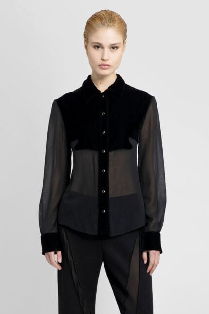 TOM FORD Stretch Georgette Shirt With Velvet Inserts