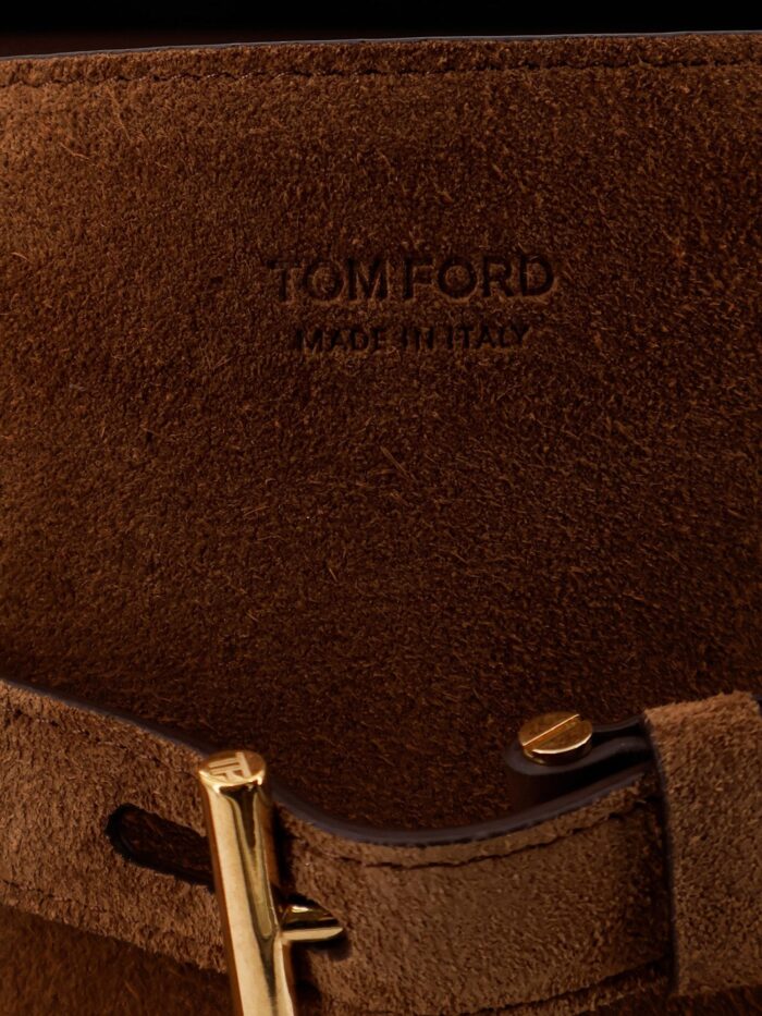 TOM FORD Suede Shoulder Bag With Engraved Logo On The Front