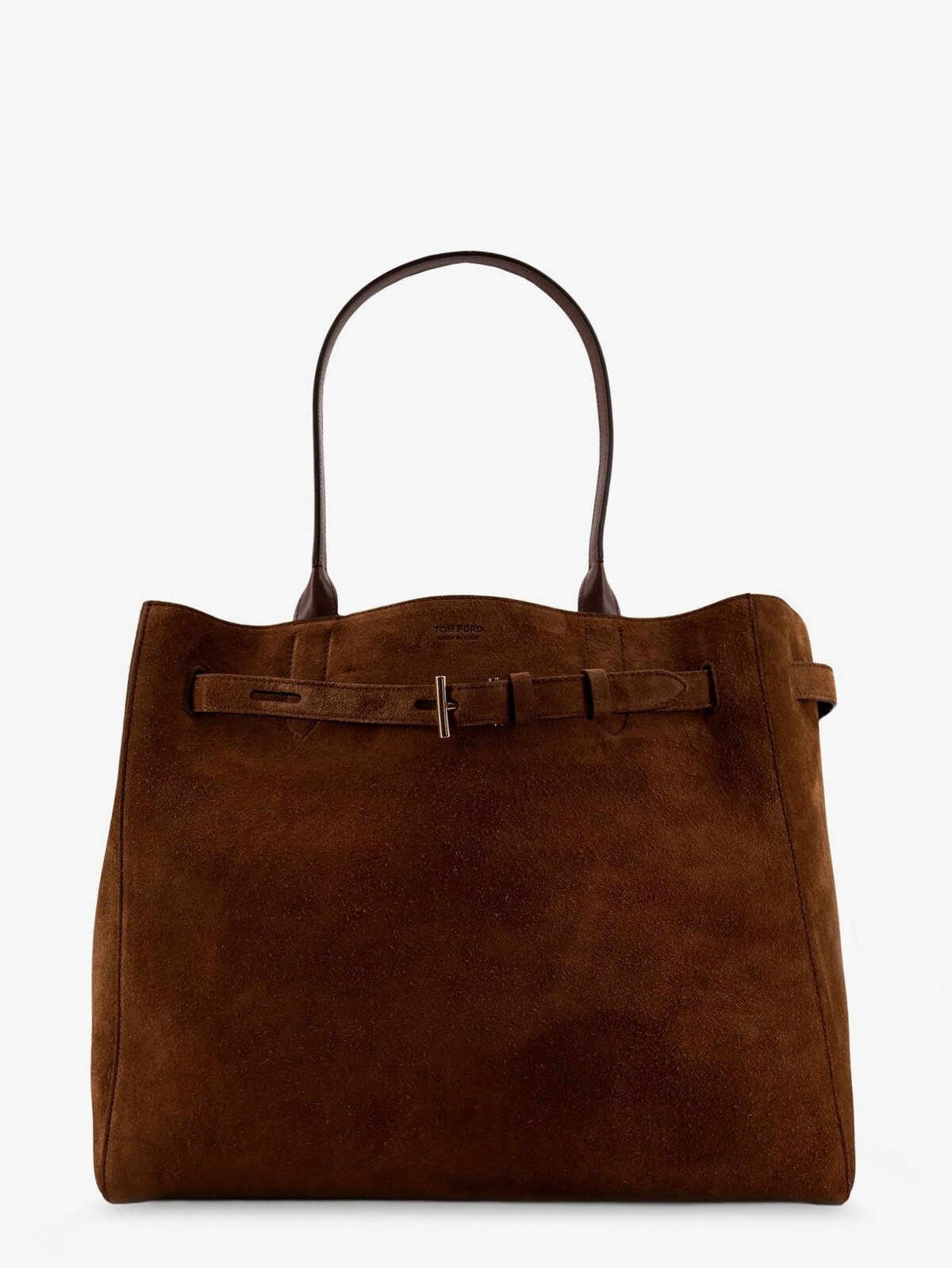 TOM FORD Suede Shoulder Bag With Engraved Logo On The Front