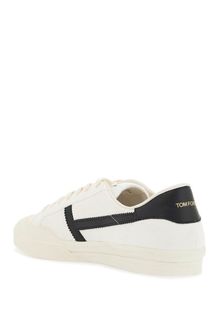 TOM FORD White Low Top Leather Sneakers With Velcro