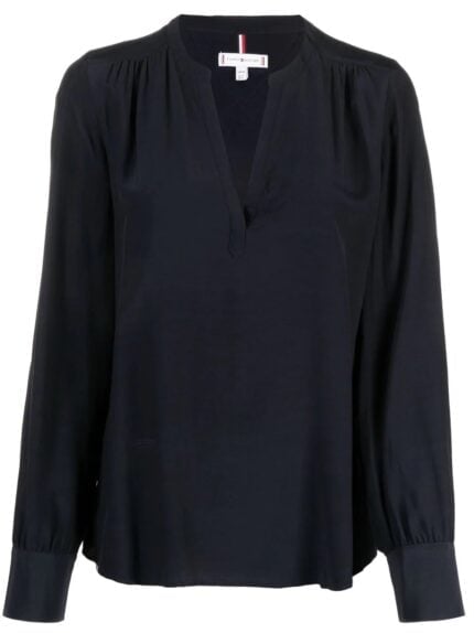 TOMMY HILFIGER Viscose Solid V-neck Blouse