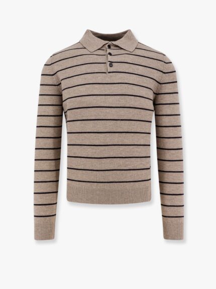 TONYWACK Super Fine Merino Wool Striped Polo Shirt