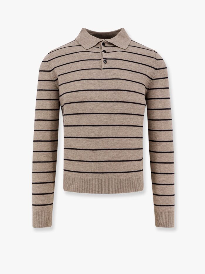 TONYWACK Super Fine Merino Wool Striped Polo Shirt