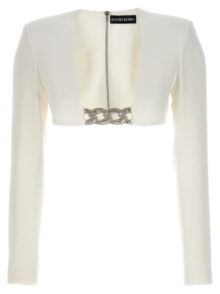 DAVID KOMA Top '3D Crystsal Chain And Square Neck'