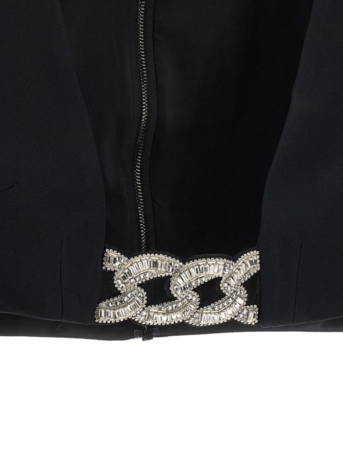 DAVID KOMA Top '3D Crystsal Chain And Square Neck'