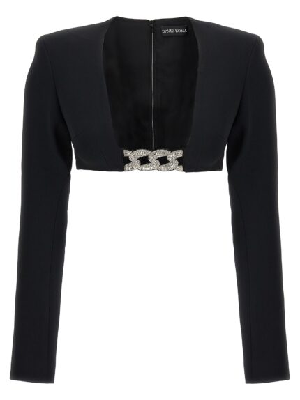 DAVID KOMA Top '3D Crystsal Chain And Square Neck'